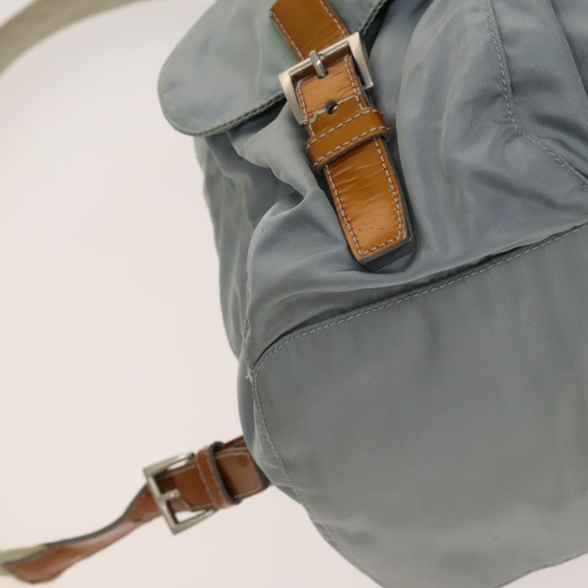 PRADA Backpack Nylon Light Blue Silver Auth 118295