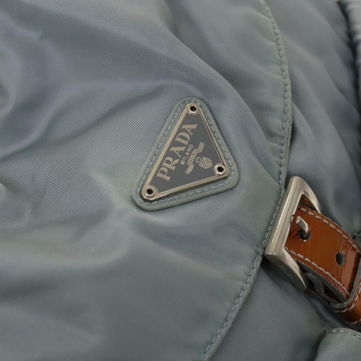 PRADA Backpack Nylon Light Blue Silver Auth 118295