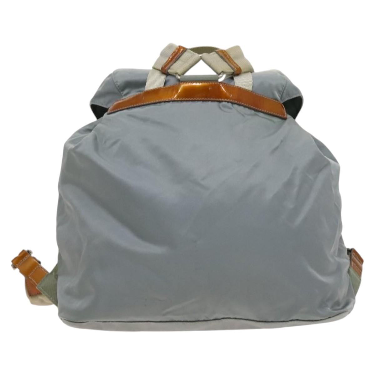 PRADA Backpack Nylon Light Blue Silver Auth 118295