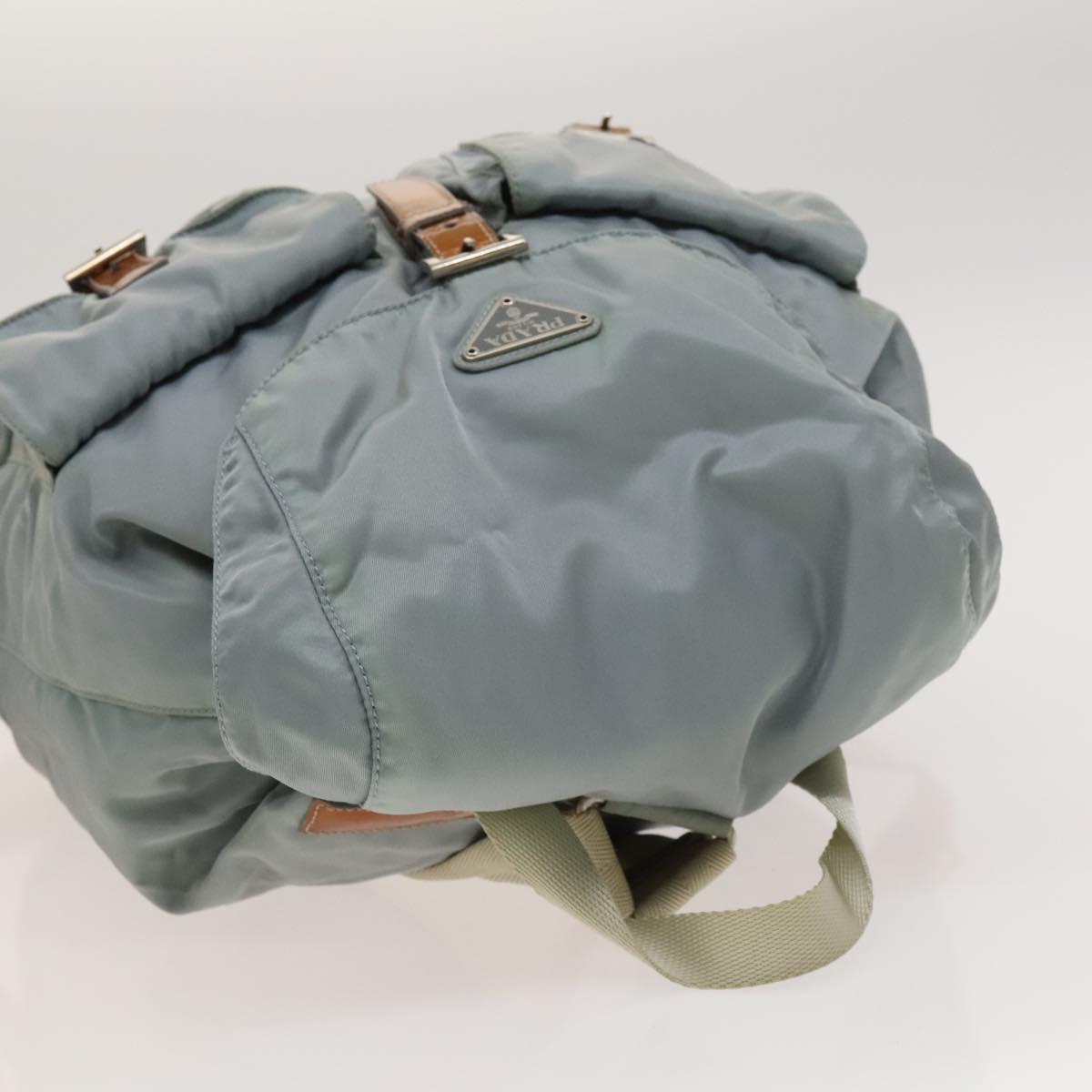 PRADA Backpack Nylon Light Blue Silver Auth 118295