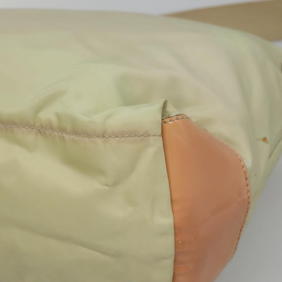 PRADA Shoulder Bag Nylon Beige Silver Auth 118296