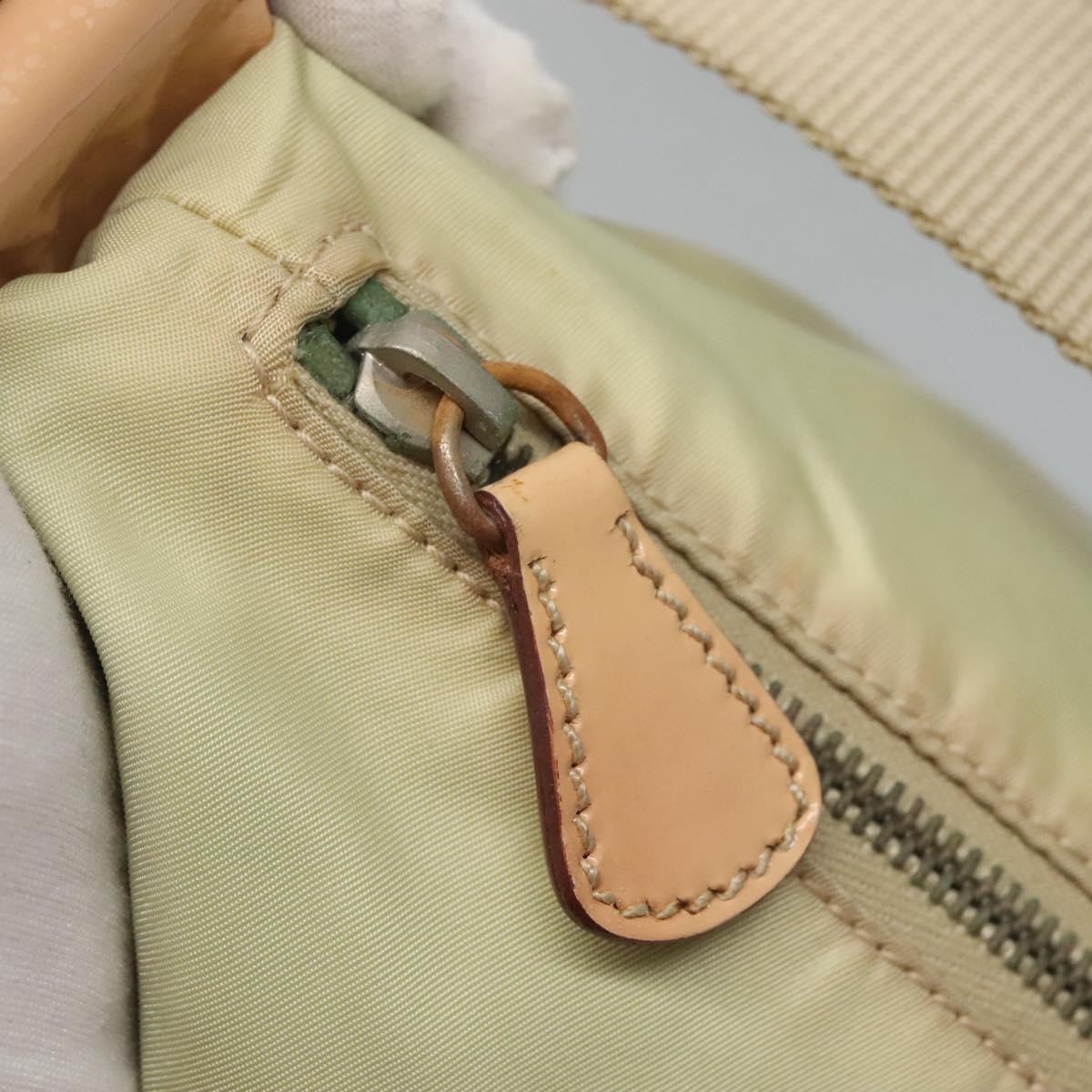 PRADA Shoulder Bag Nylon Beige Silver Auth 118296