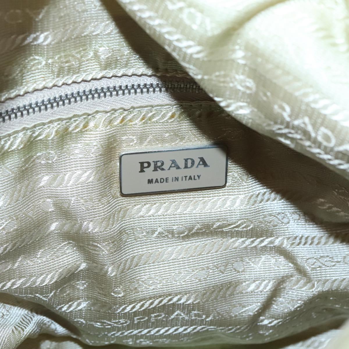 PRADA Shoulder Bag Nylon Beige Silver Auth 118296