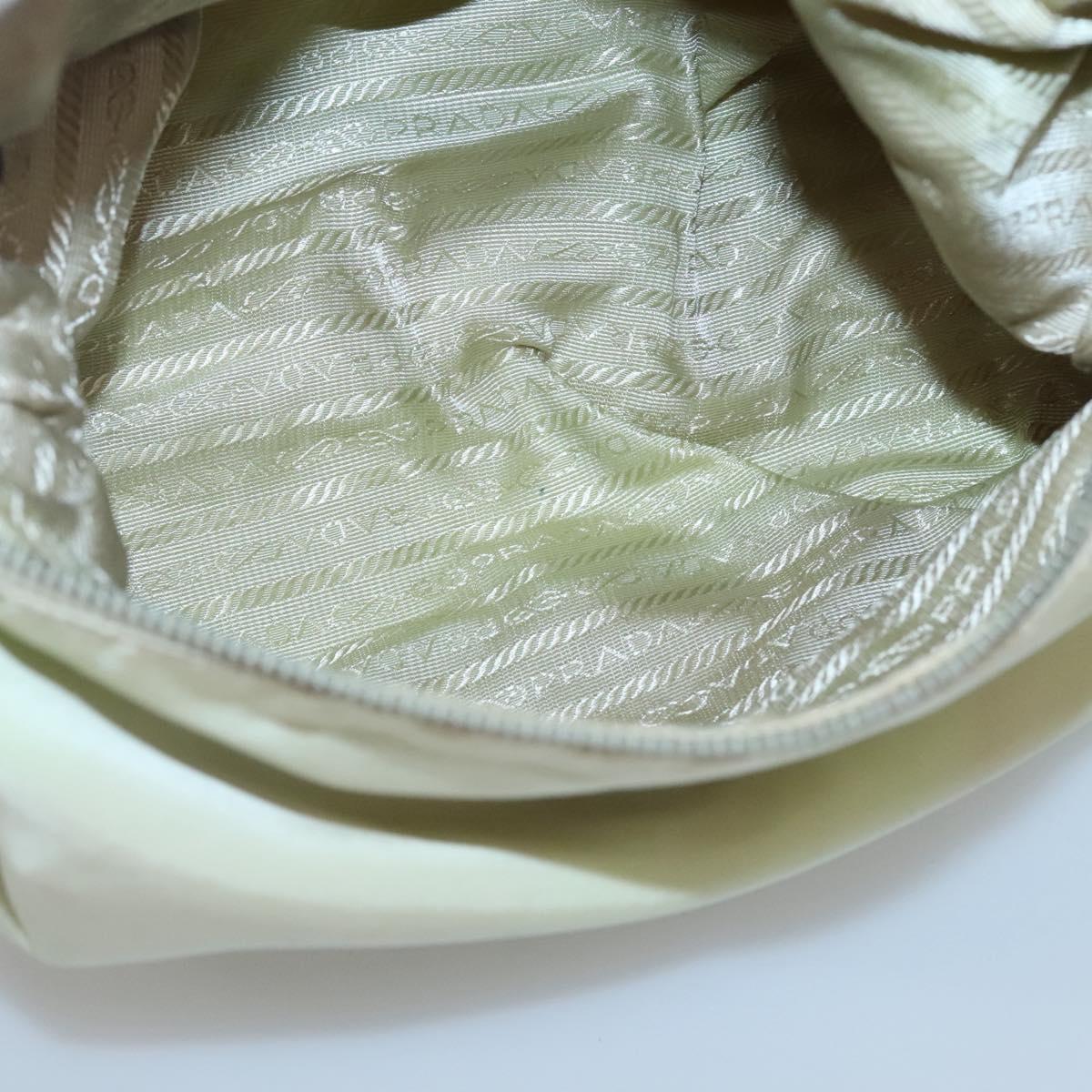 PRADA Shoulder Bag Nylon Beige Silver Auth 118296