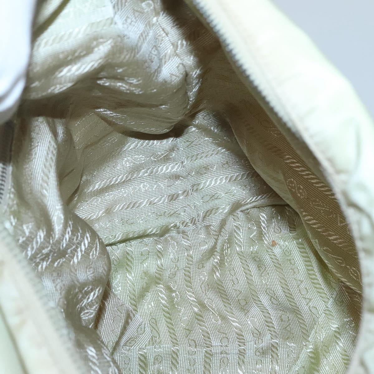 PRADA Shoulder Bag Nylon Beige Silver Auth 118296