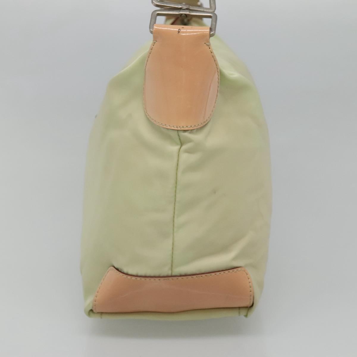 PRADA Shoulder Bag Nylon Beige Silver Auth 118296
