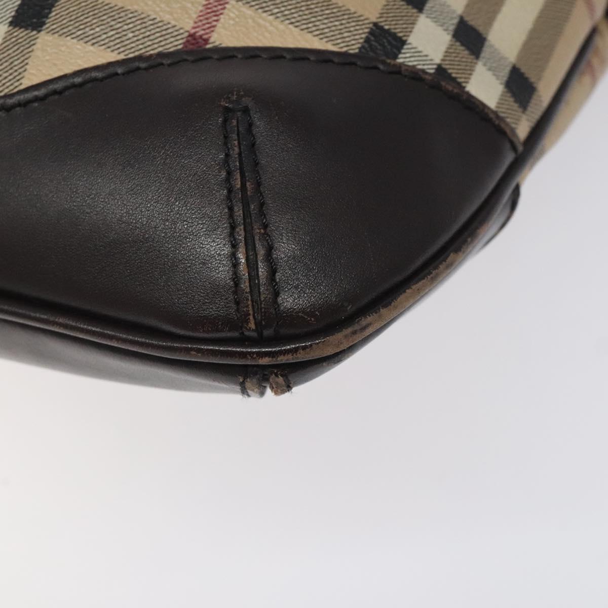 BURBERRY Nova Check Shoulder Bag PVC Beige Gold Auth 118306