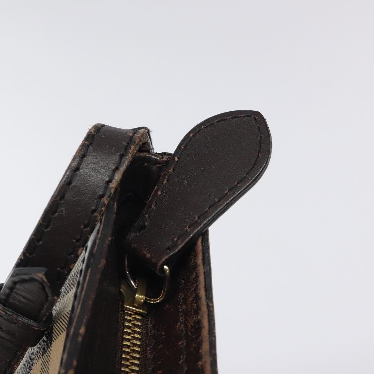 BURBERRY Nova Check Shoulder Bag PVC Beige Gold Auth 118306