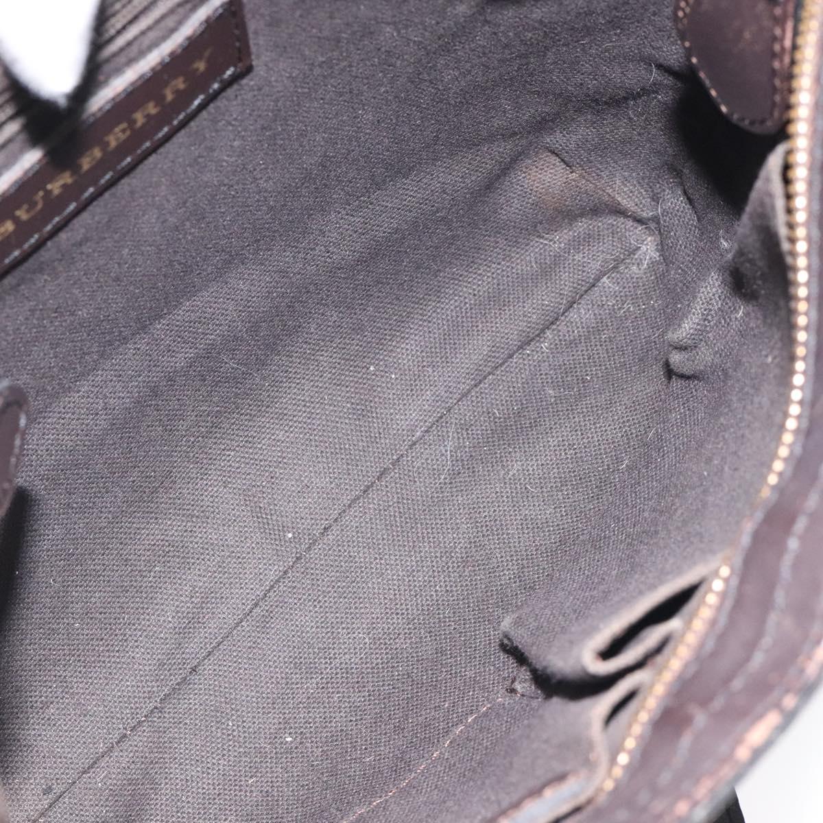 BURBERRY Nova Check Shoulder Bag PVC Beige Gold Auth 118306