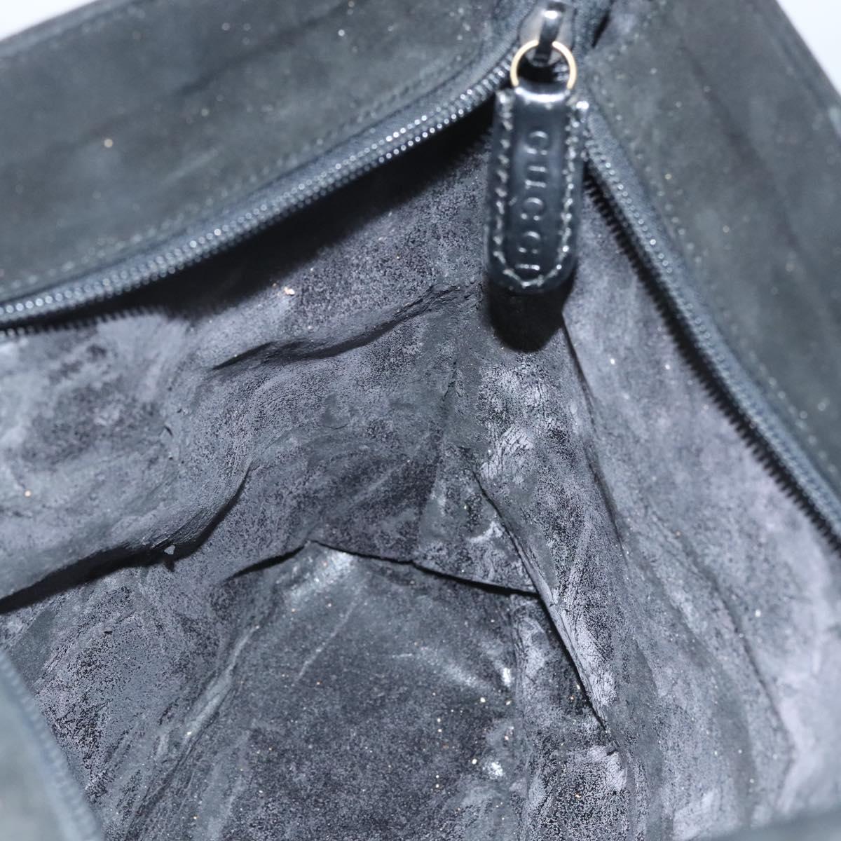 GUCCI Shoulder Bag Suede Black Gold 002 2853 0465 0 Auth 118308