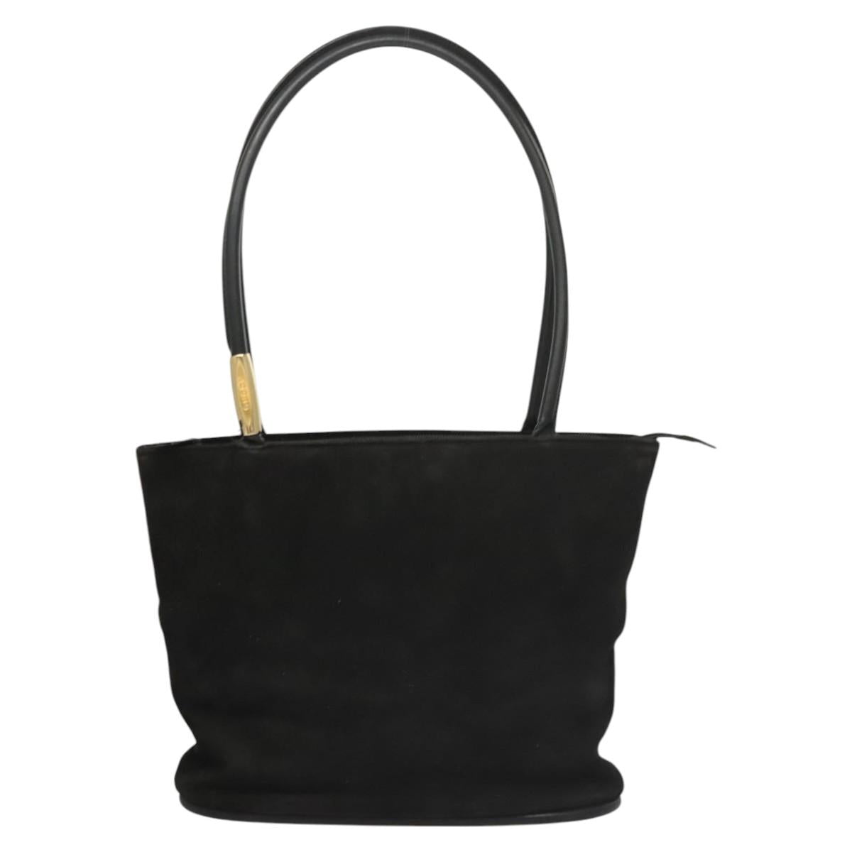 GUCCI Shoulder Bag Suede Black Gold 002 2853 0465 0 Auth 118308
