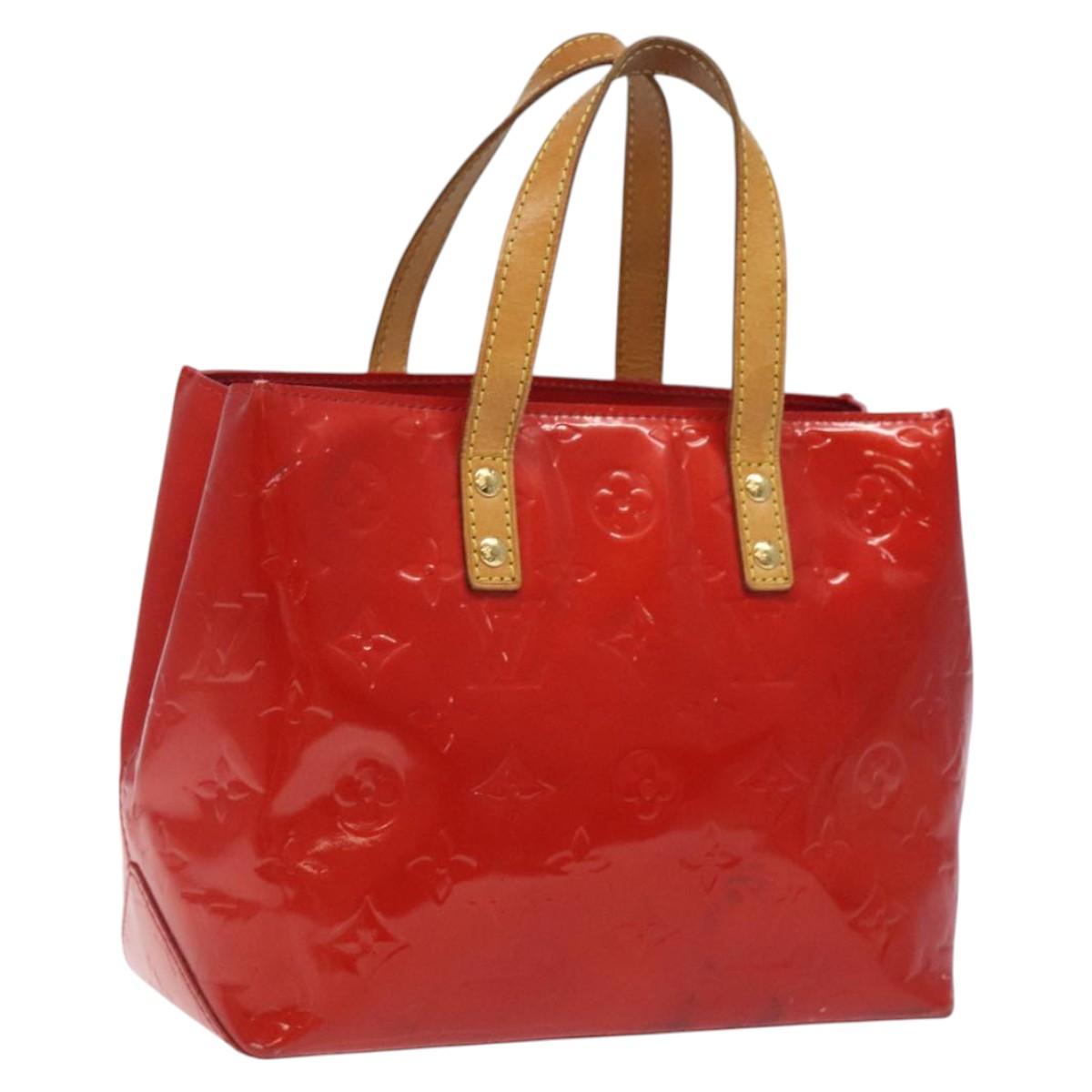 LOUIS VUITTON Monogram Vernis Reade PM Hand Bag Red Rouge M91088 LV Auth 118324