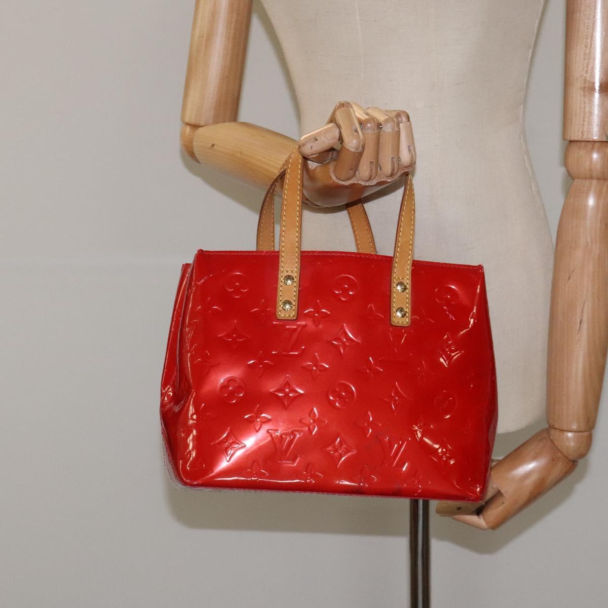LOUIS VUITTON Monogram Vernis Reade PM Hand Bag Red Rouge M91088 LV Auth 118324