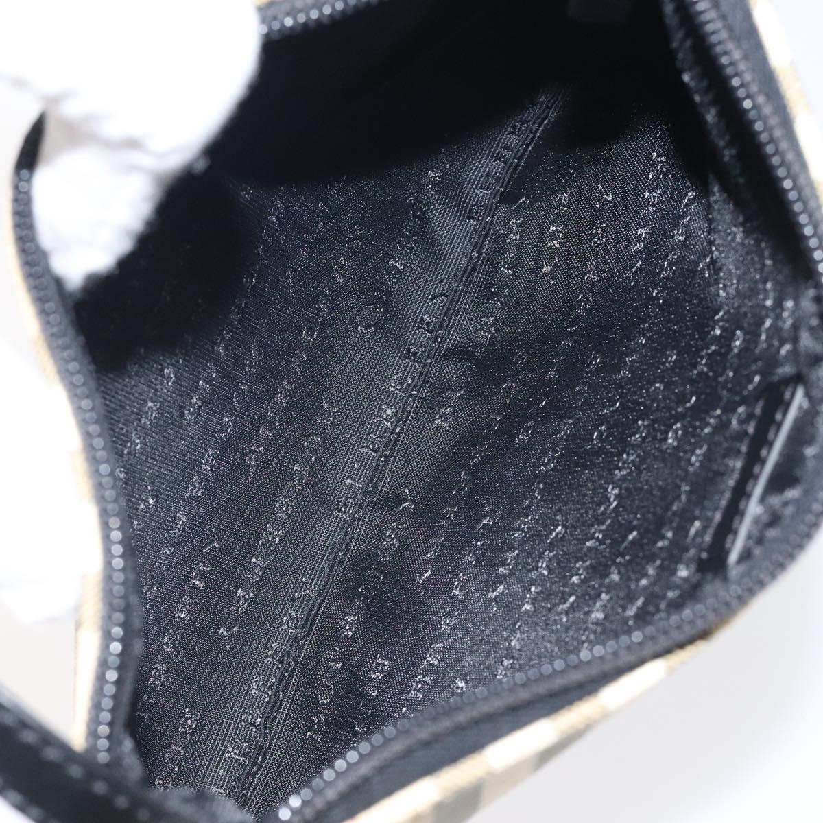 BURBERRY Nova Check Accessory Pouch PVC Beige Silver Auth 118331