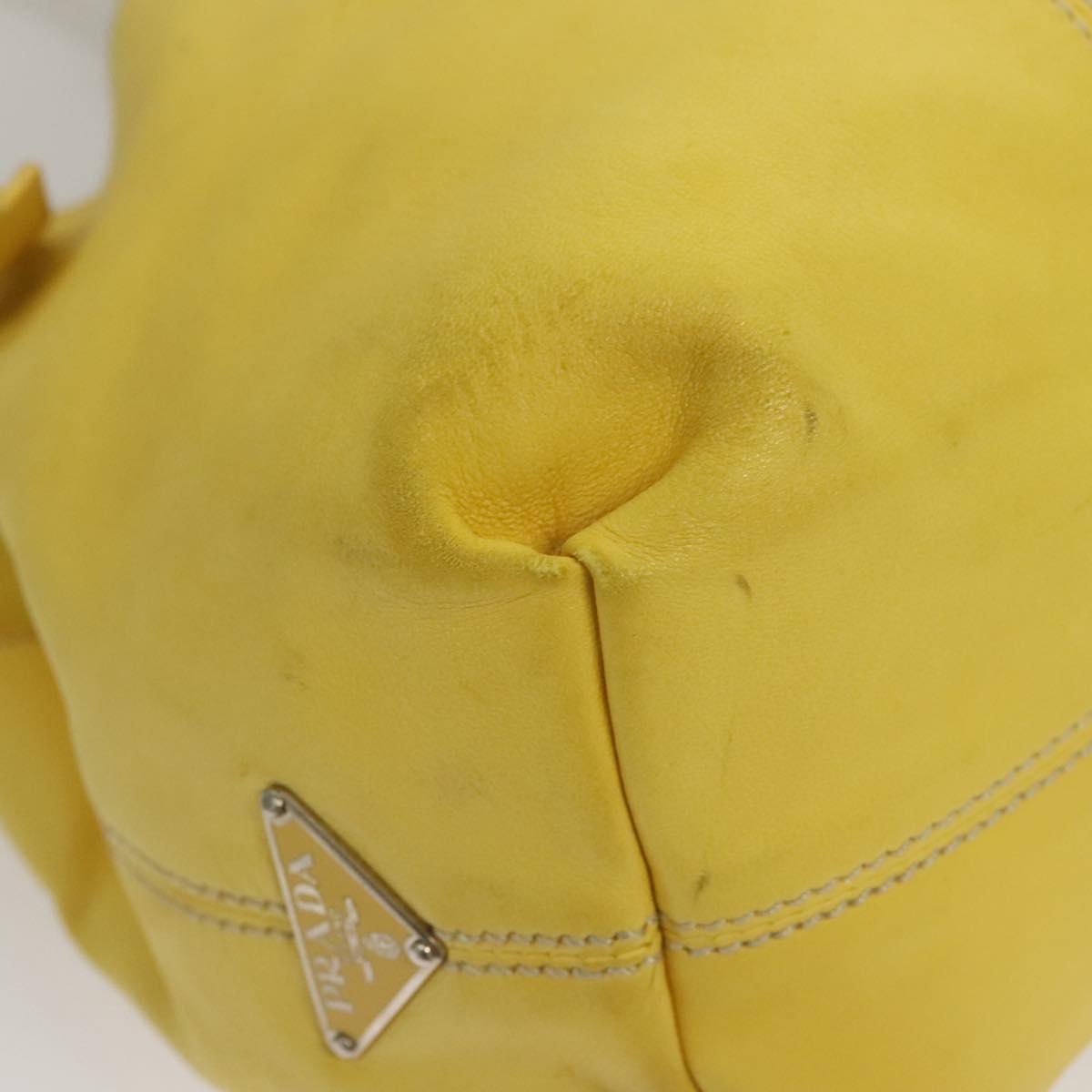 PRADA Hand Bag Leather Yellow Silver Auth 118333