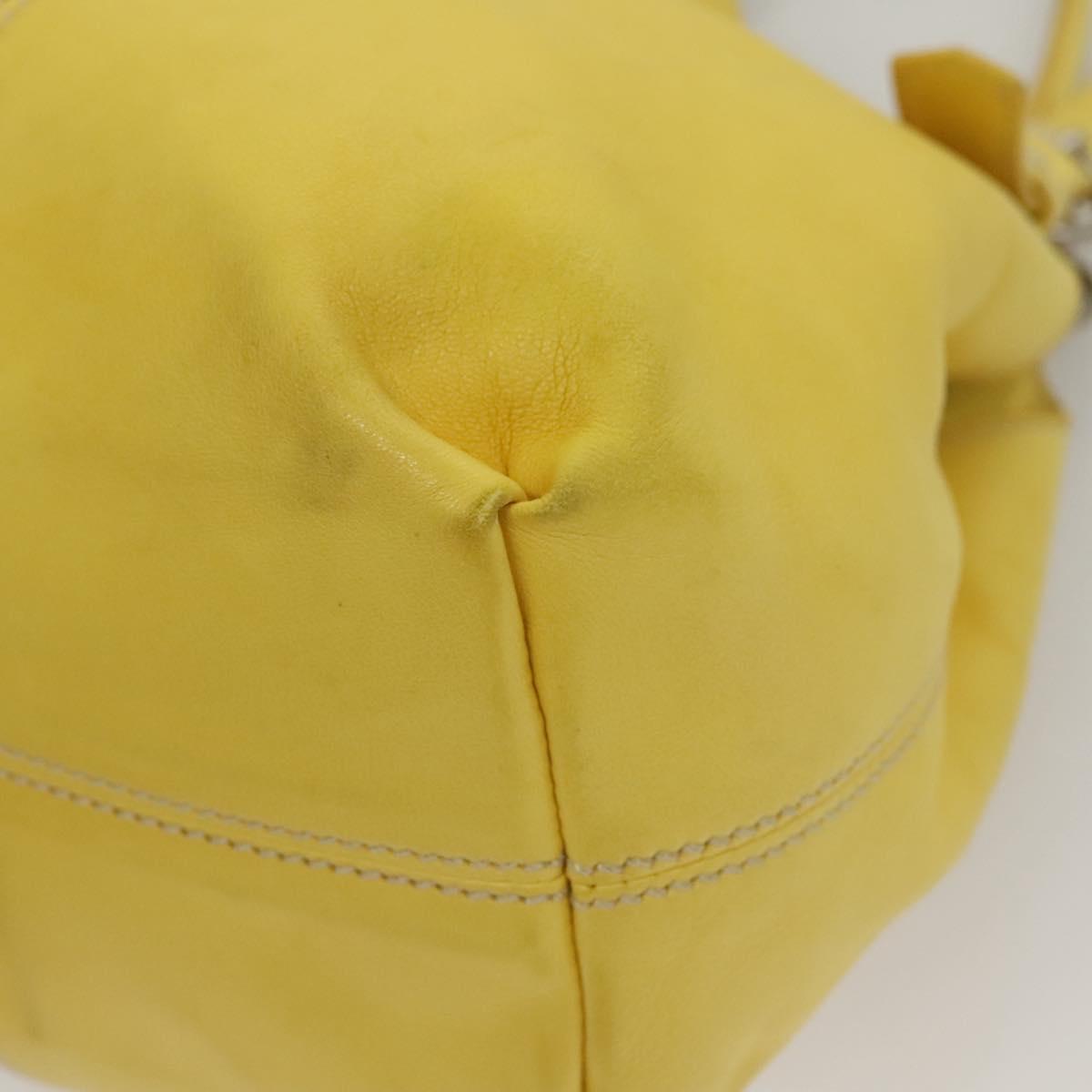 PRADA Hand Bag Leather Yellow Silver Auth 118333