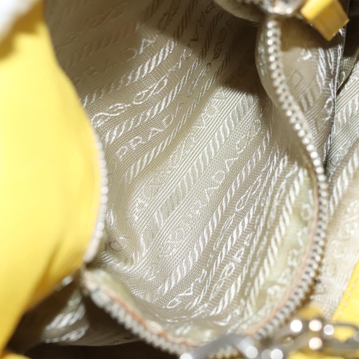 PRADA Hand Bag Leather Yellow Silver Auth 118333