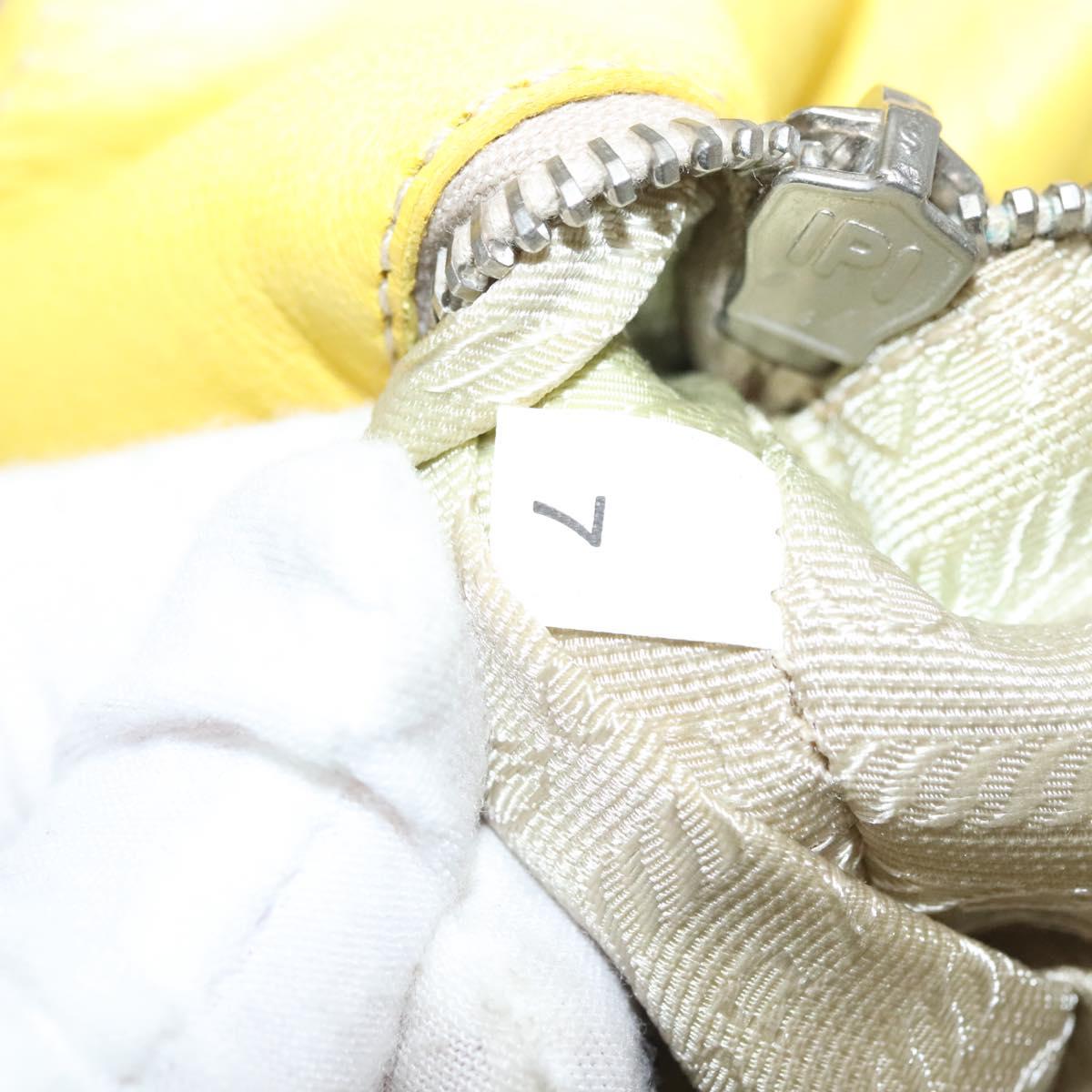 PRADA Hand Bag Leather Yellow Silver Auth 118333