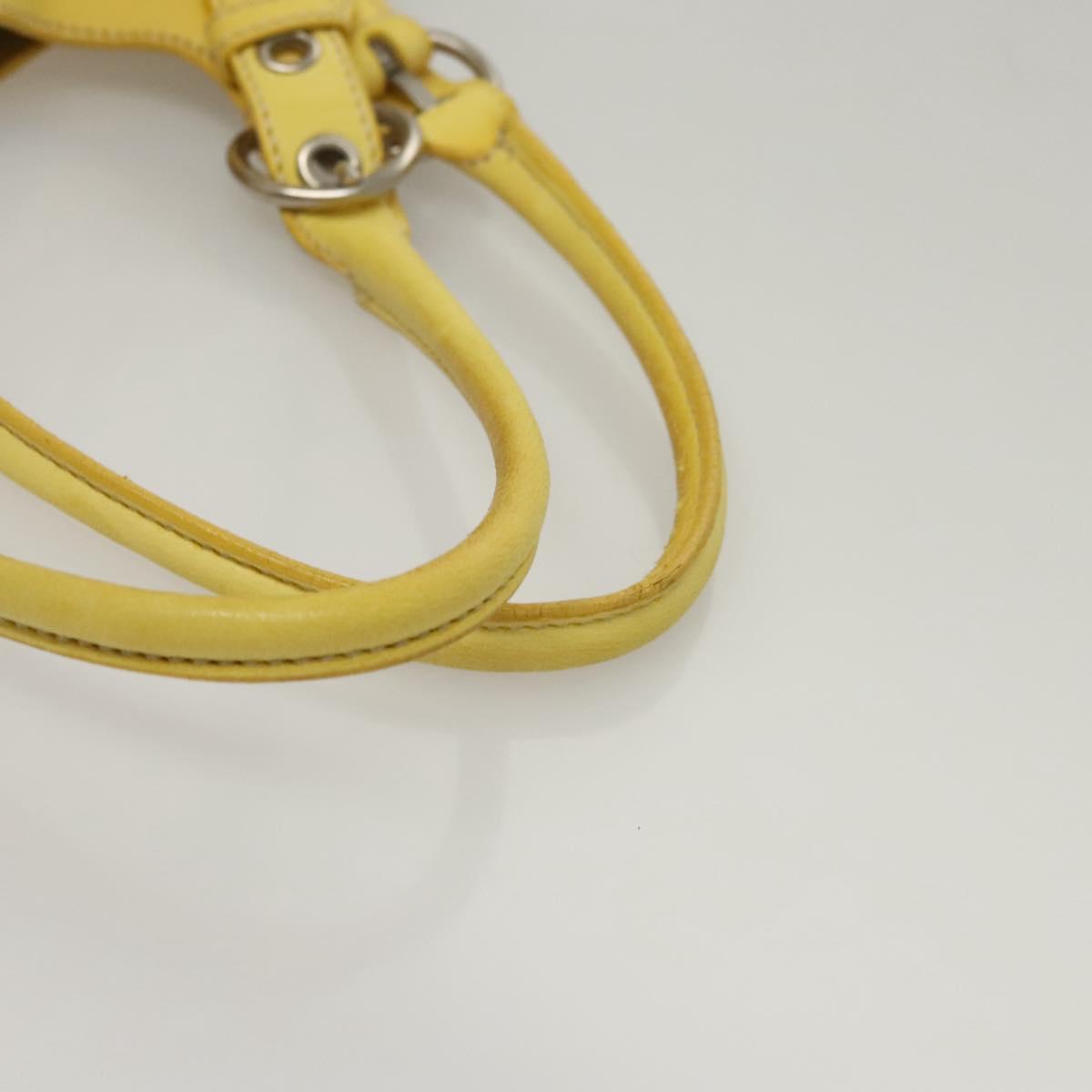 PRADA Hand Bag Leather Yellow Silver Auth 118333