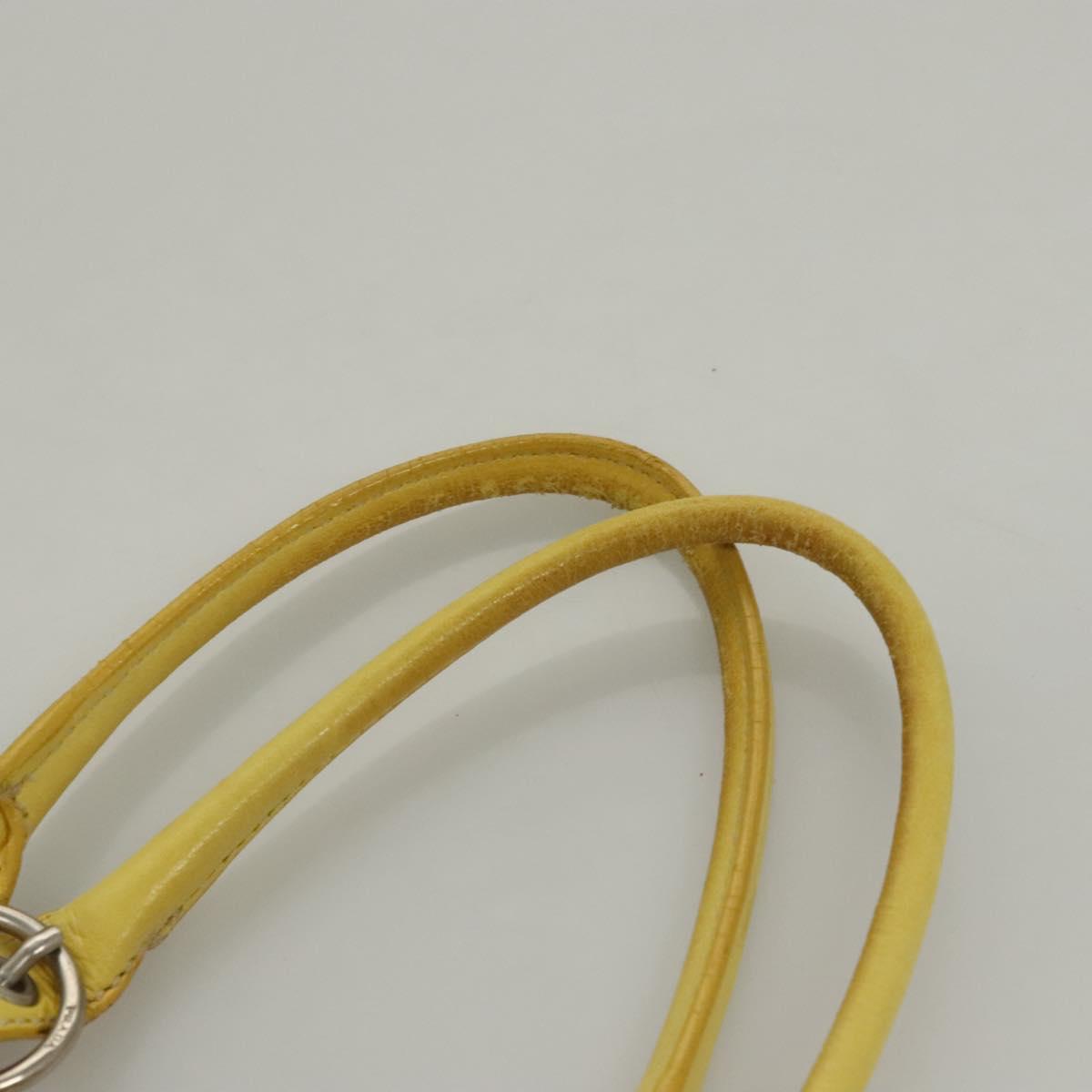 PRADA Hand Bag Leather Yellow Silver Auth 118333