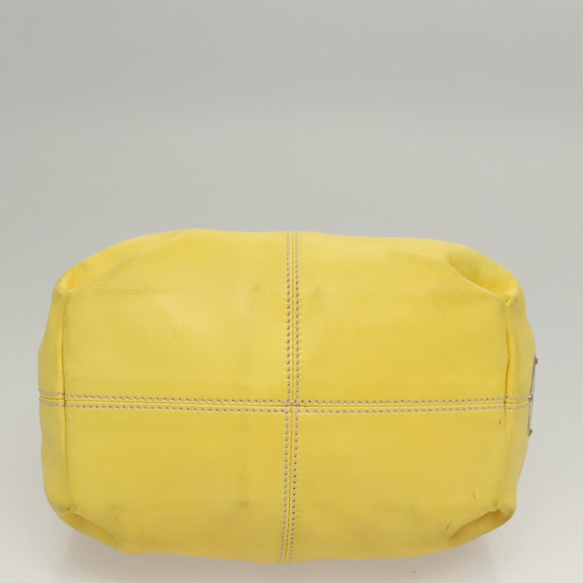 PRADA Hand Bag Leather Yellow Silver Auth 118333