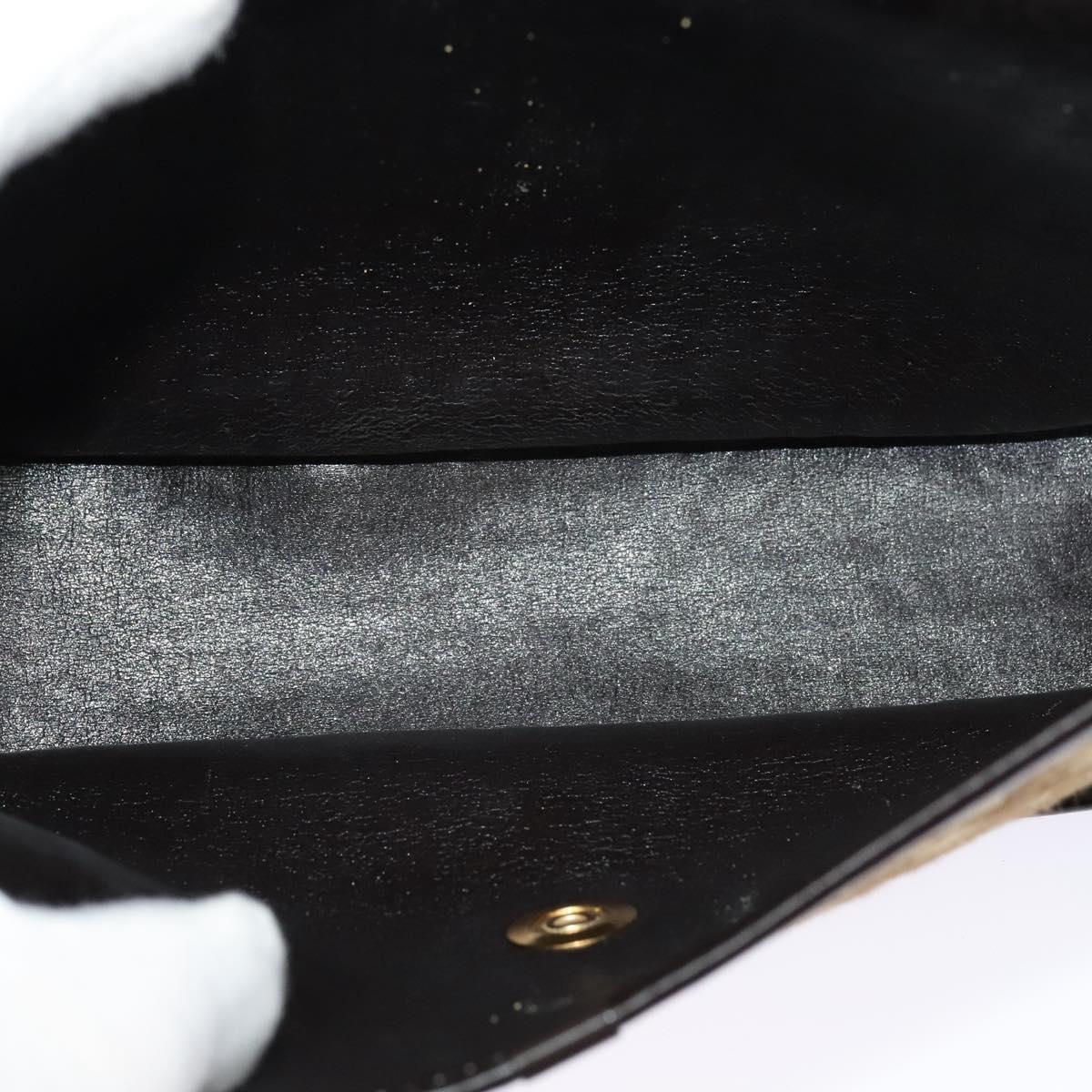 Christian Dior Trotter Canvas Shoulder Bag Brown Gold Auth 118335