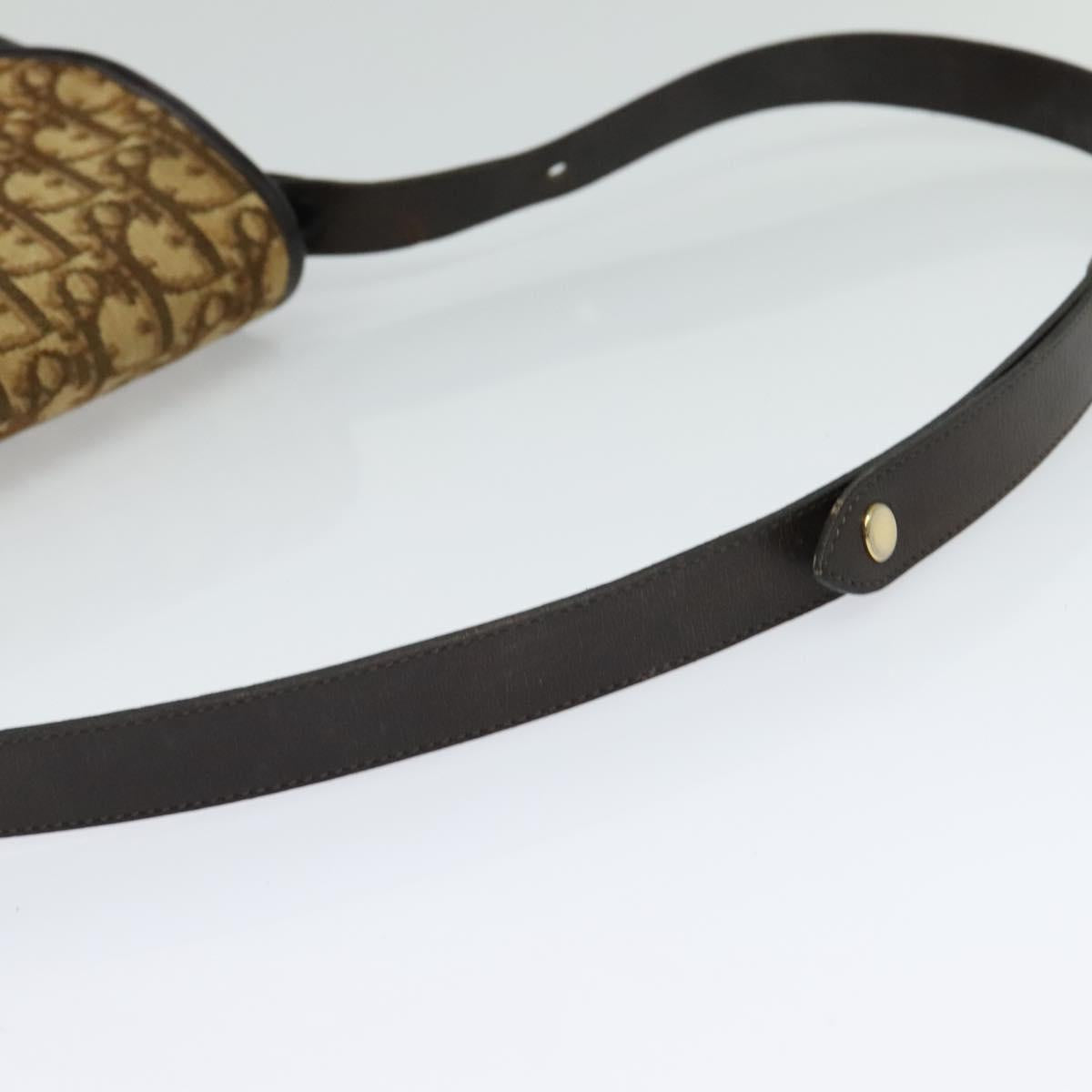 Christian Dior Trotter Canvas Shoulder Bag Brown Gold Auth 118335