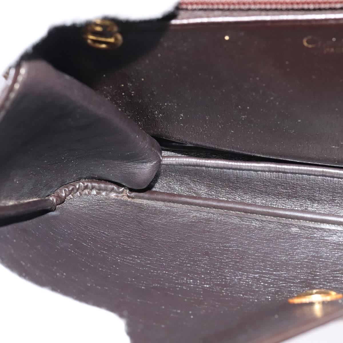 Christian Dior Trotter Canvas Shoulder Bag Brown Gold Auth 118343