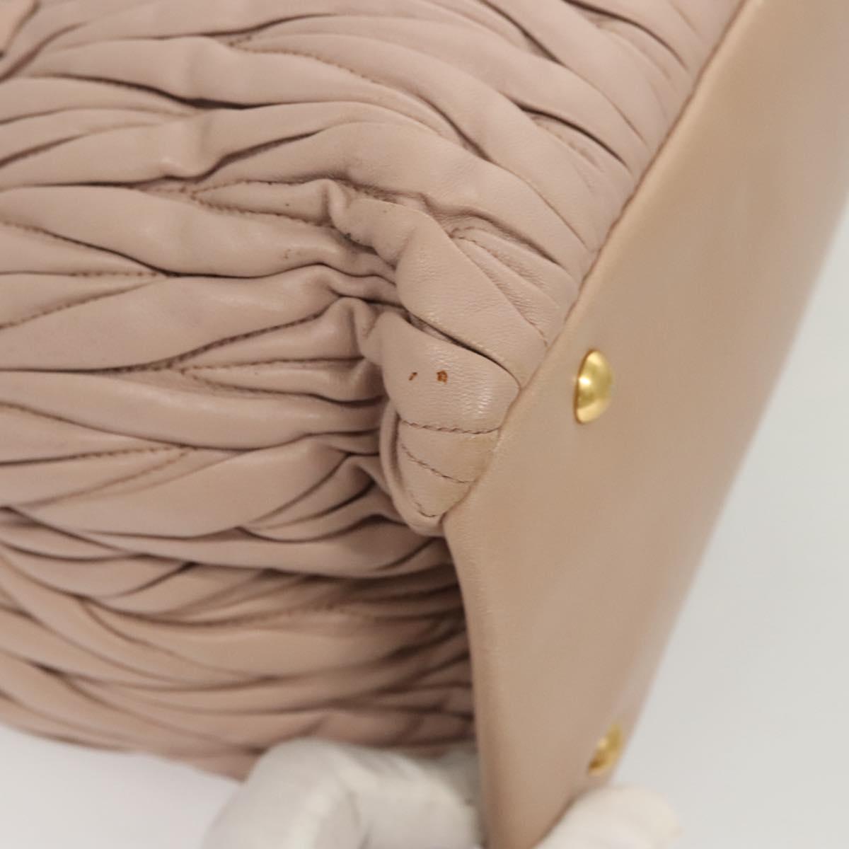 Miu Miu Matelasse Hand Bag Leather 2way Pink Gold Auth 118344