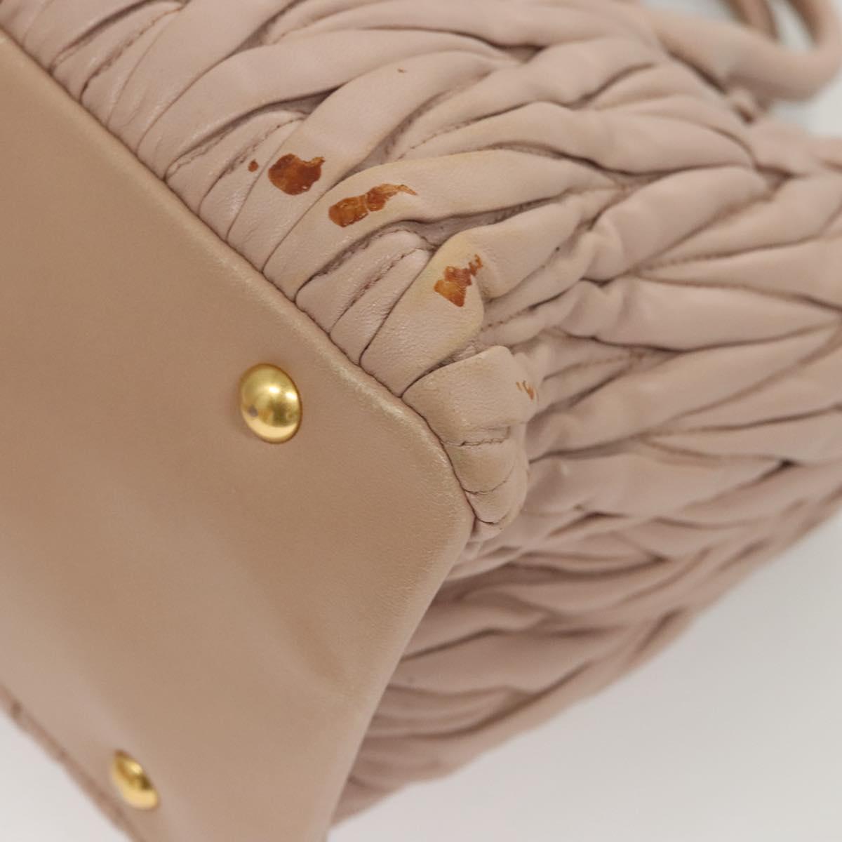 Miu Miu Matelasse Hand Bag Leather 2way Pink Gold Auth 118344