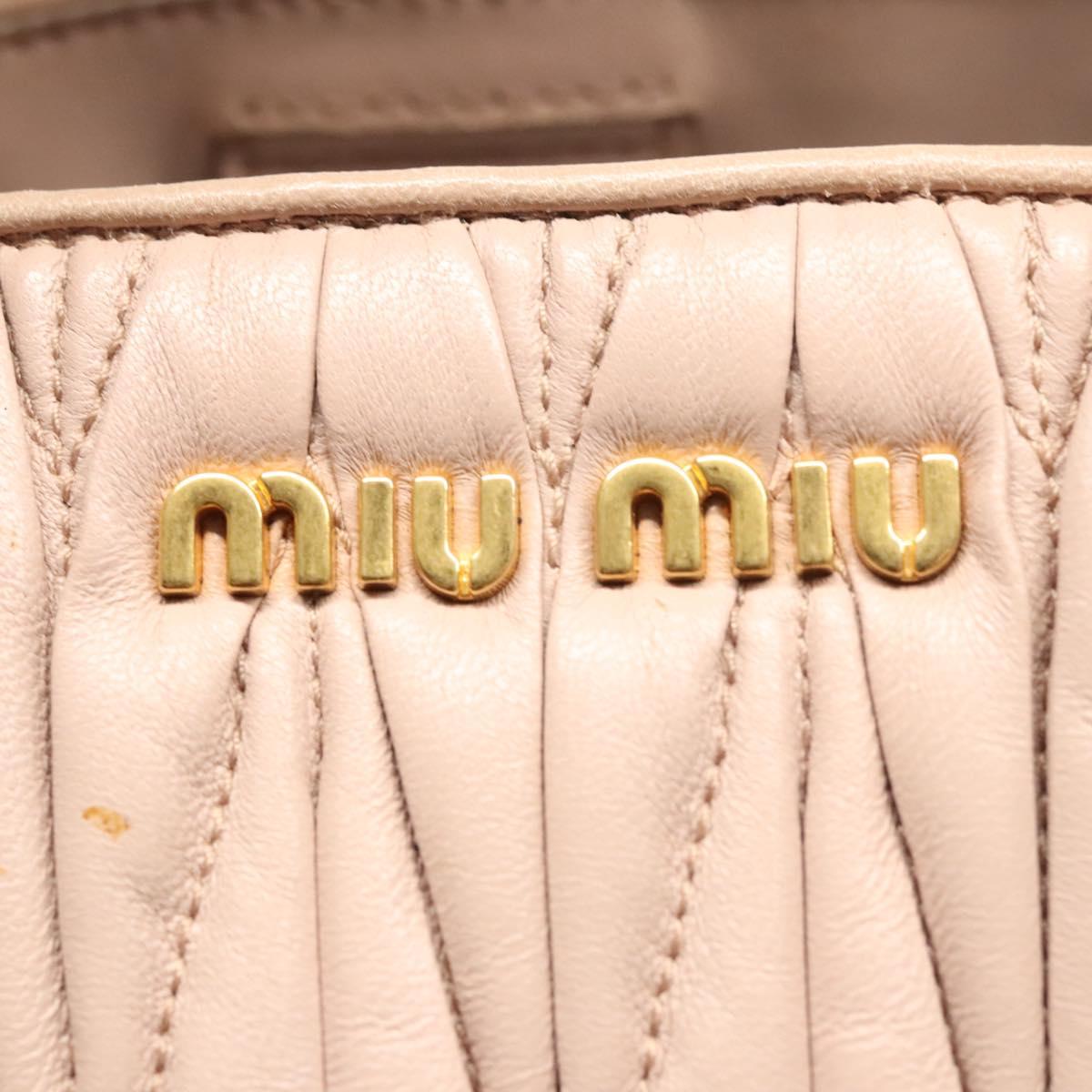 Miu Miu Matelasse Hand Bag Leather 2way Pink Gold Auth 118344
