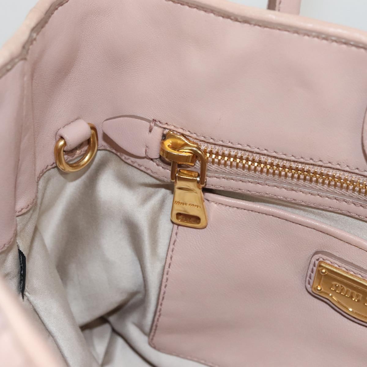 Miu Miu Matelasse Hand Bag Leather 2way Pink Gold Auth 118344