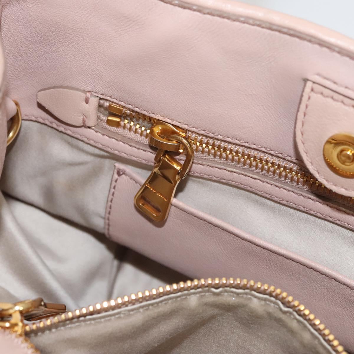 Miu Miu Matelasse Hand Bag Leather 2way Pink Gold Auth 118344