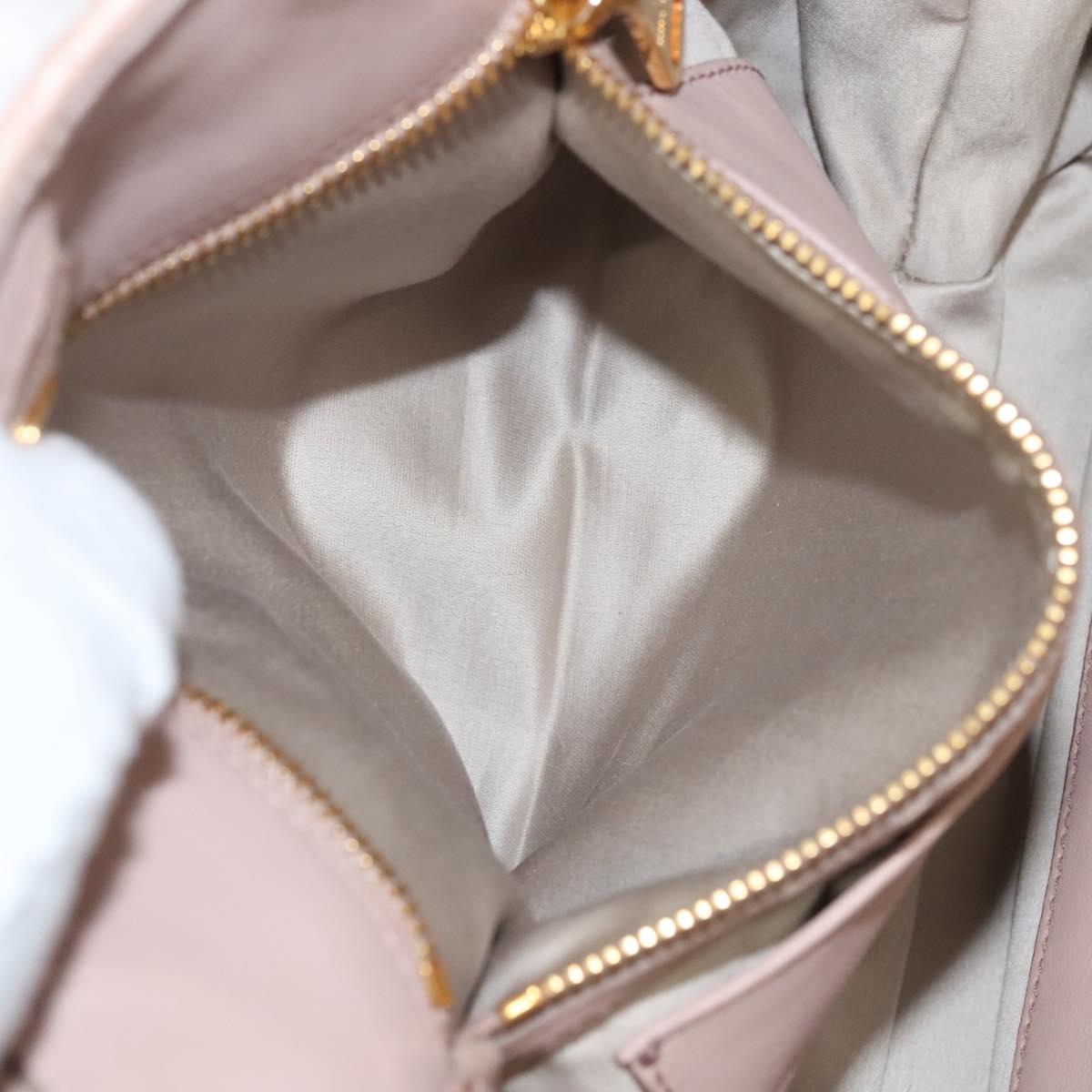 Miu Miu Matelasse Hand Bag Leather 2way Pink Gold Auth 118344