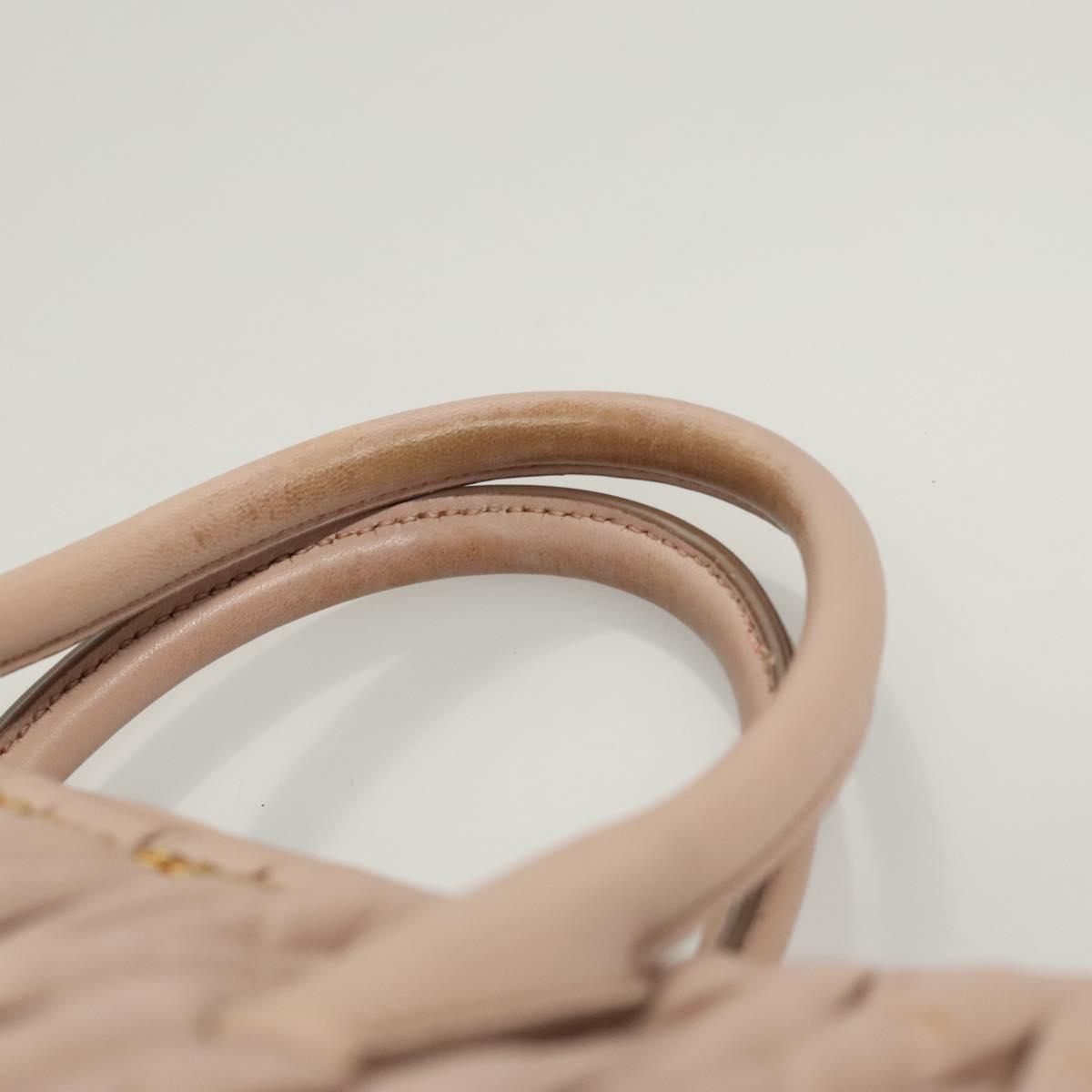 Miu Miu Matelasse Hand Bag Leather 2way Pink Gold Auth 118344