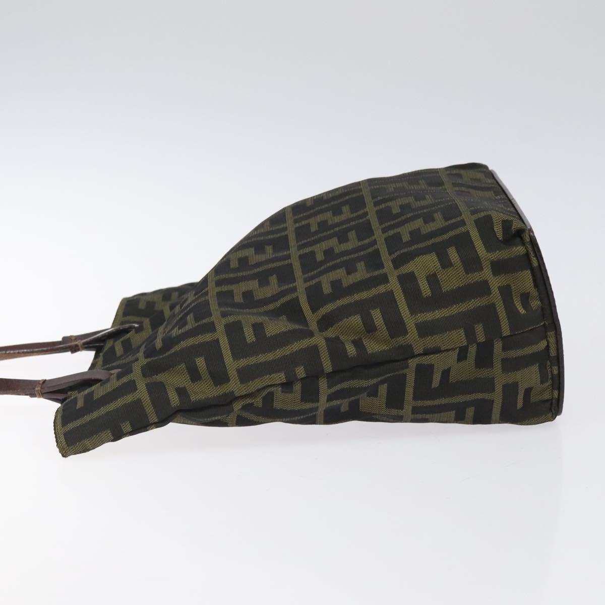FENDI Zucca Canvas Hand Bag Black Brown Auth 118346