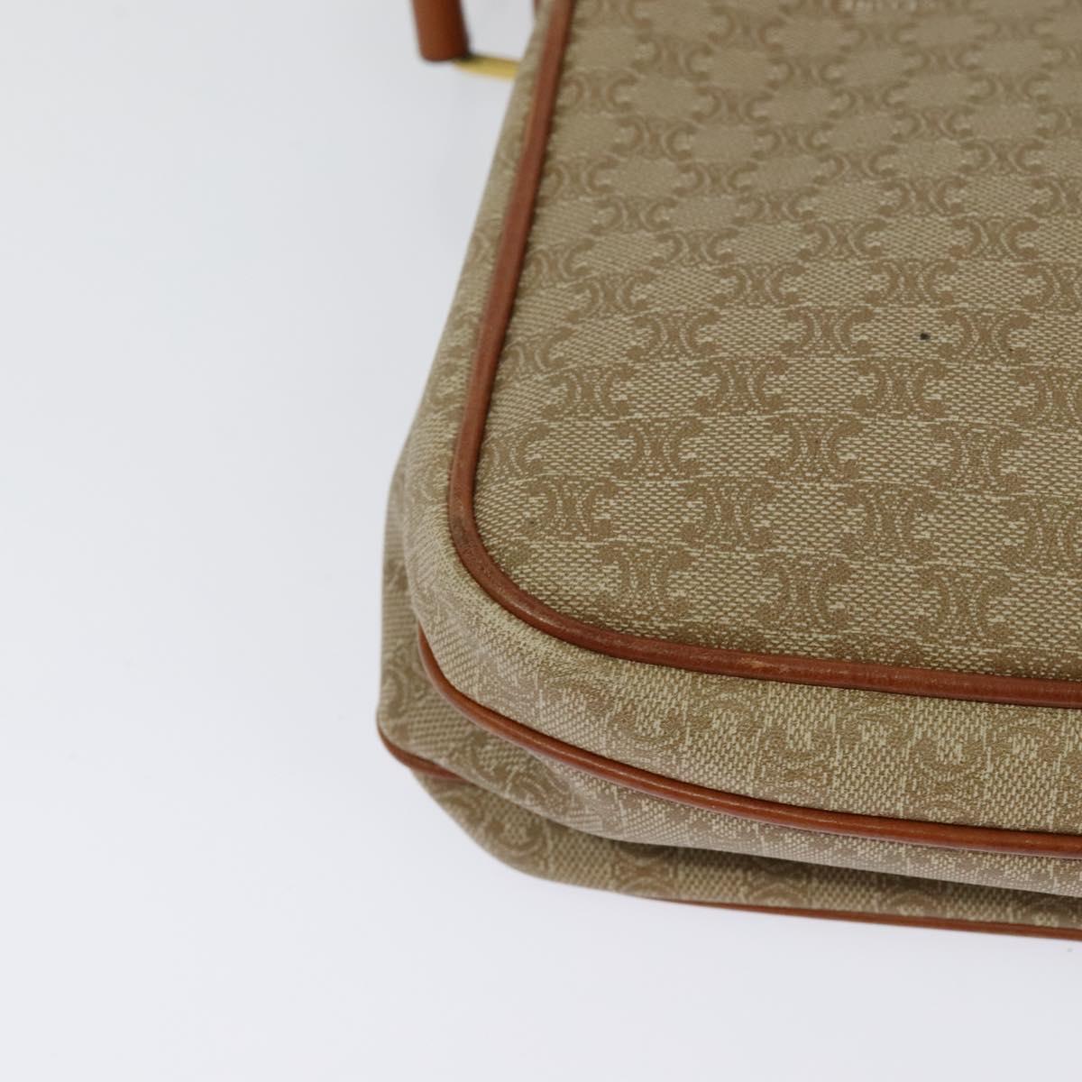 CELINE Macadam Canvas Shoulder Bag PVC Beige Gold Auth 118350