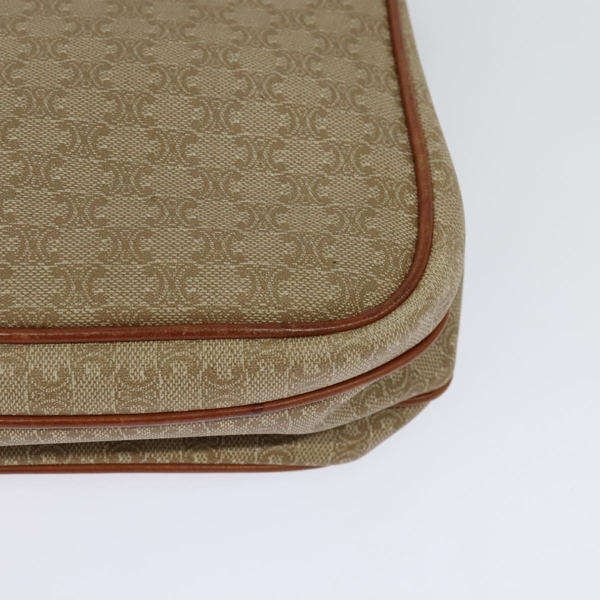 CELINE Macadam Canvas Shoulder Bag PVC Beige Gold Auth 118350
