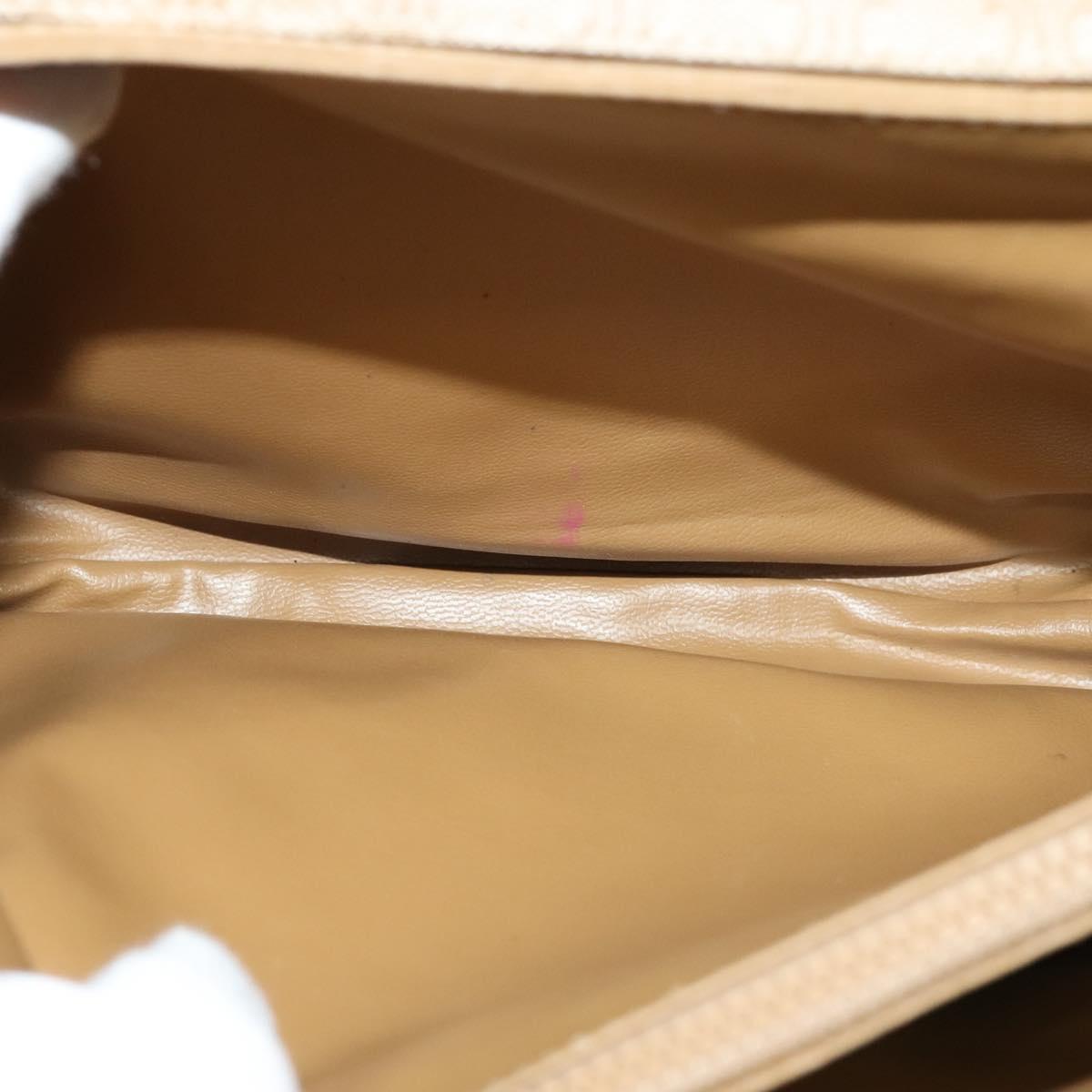 CELINE Macadam Canvas Shoulder Bag PVC Beige Gold Auth 118350