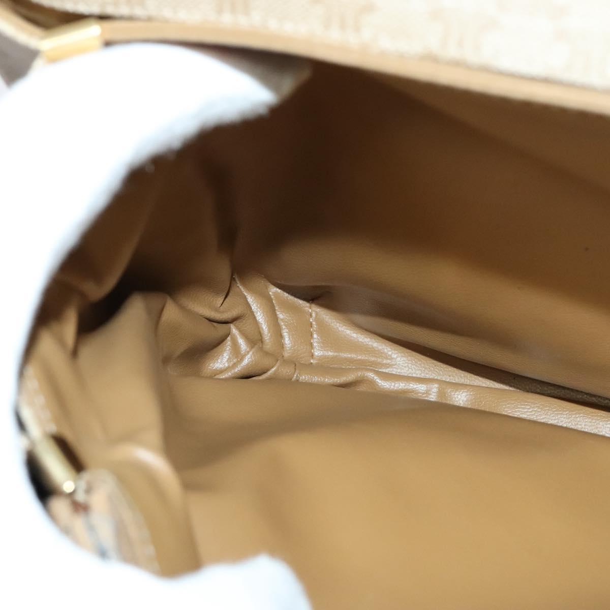 CELINE Macadam Canvas Shoulder Bag PVC Beige Gold Auth 118350