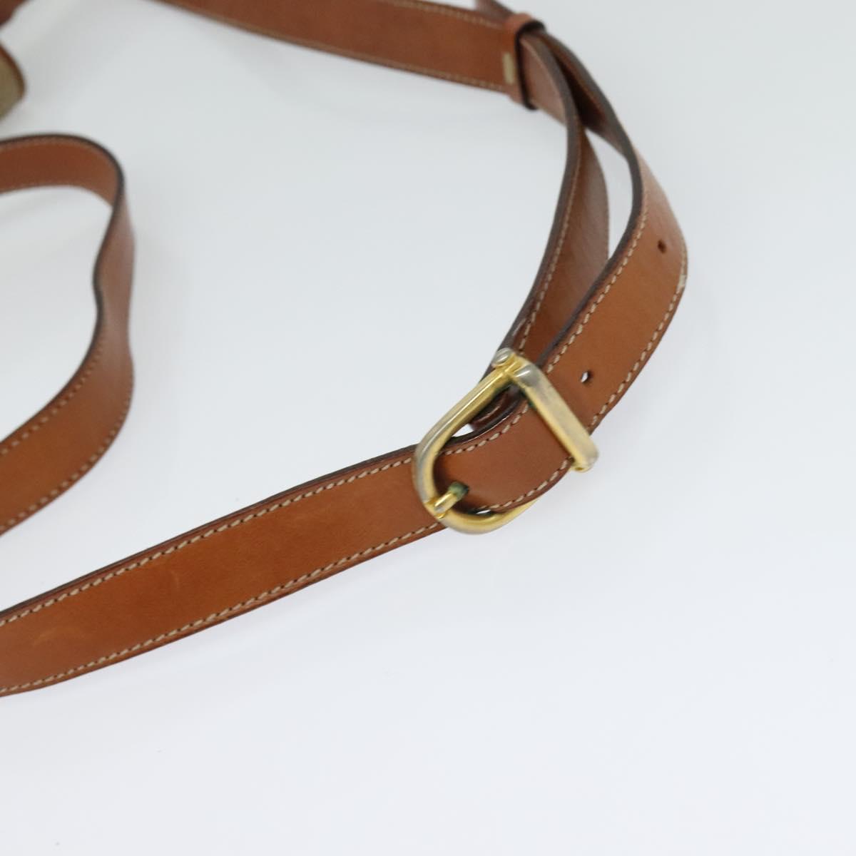 CELINE Macadam Canvas Shoulder Bag PVC Beige Gold Auth 118350