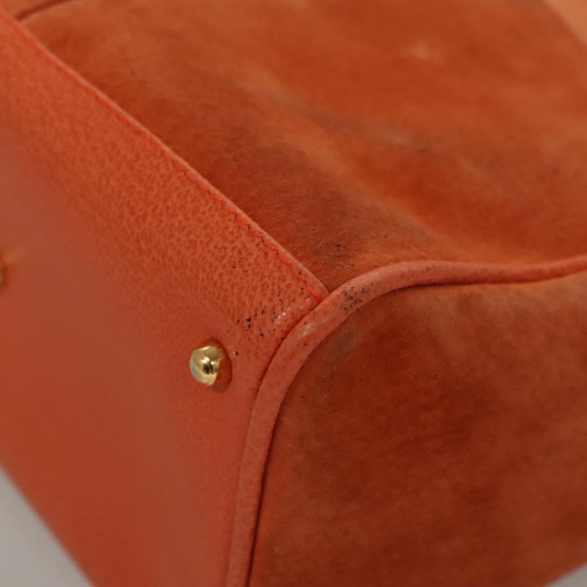 GUCCI Bamboo Hand Bag Suede 2way Orange Gold 000 123 0316 Auth 118353