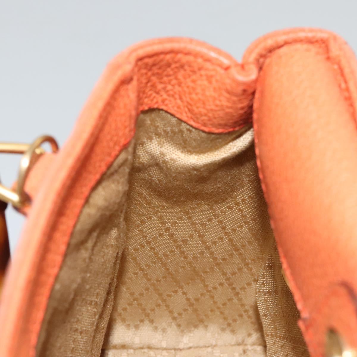 GUCCI Bamboo Hand Bag Suede 2way Orange Gold 000 123 0316 Auth 118353