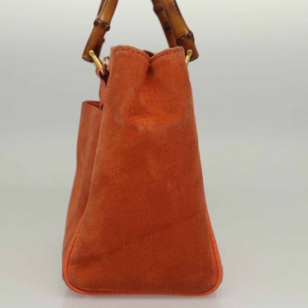 GUCCI Bamboo Hand Bag Suede 2way Orange Gold 000 123 0316 Auth 118353