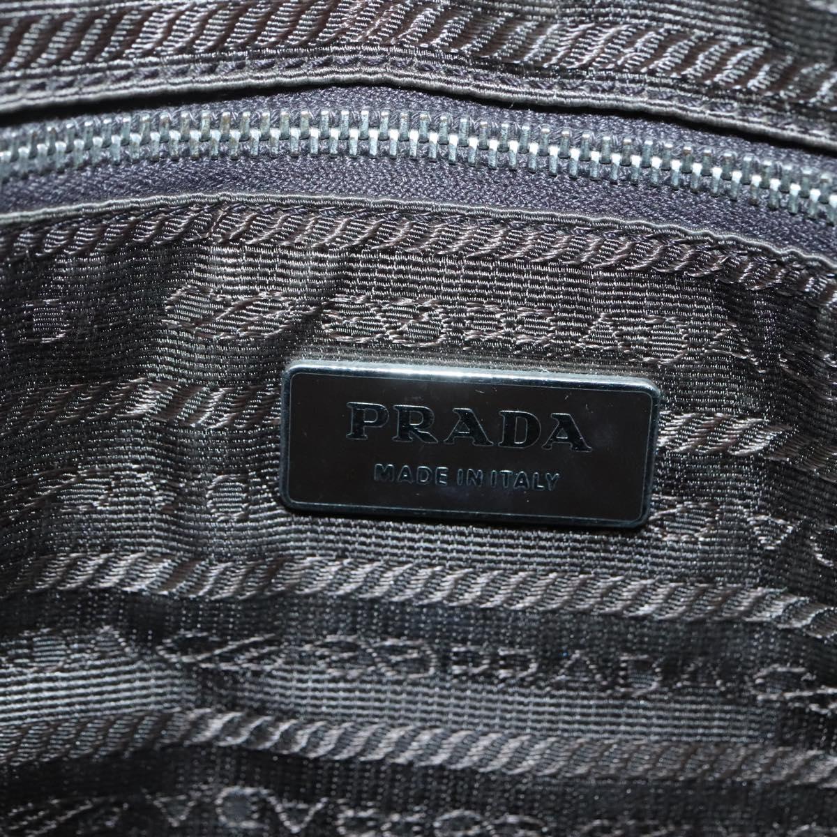 PRADA Hand Bag Canvas Beige Silver Auth 118360