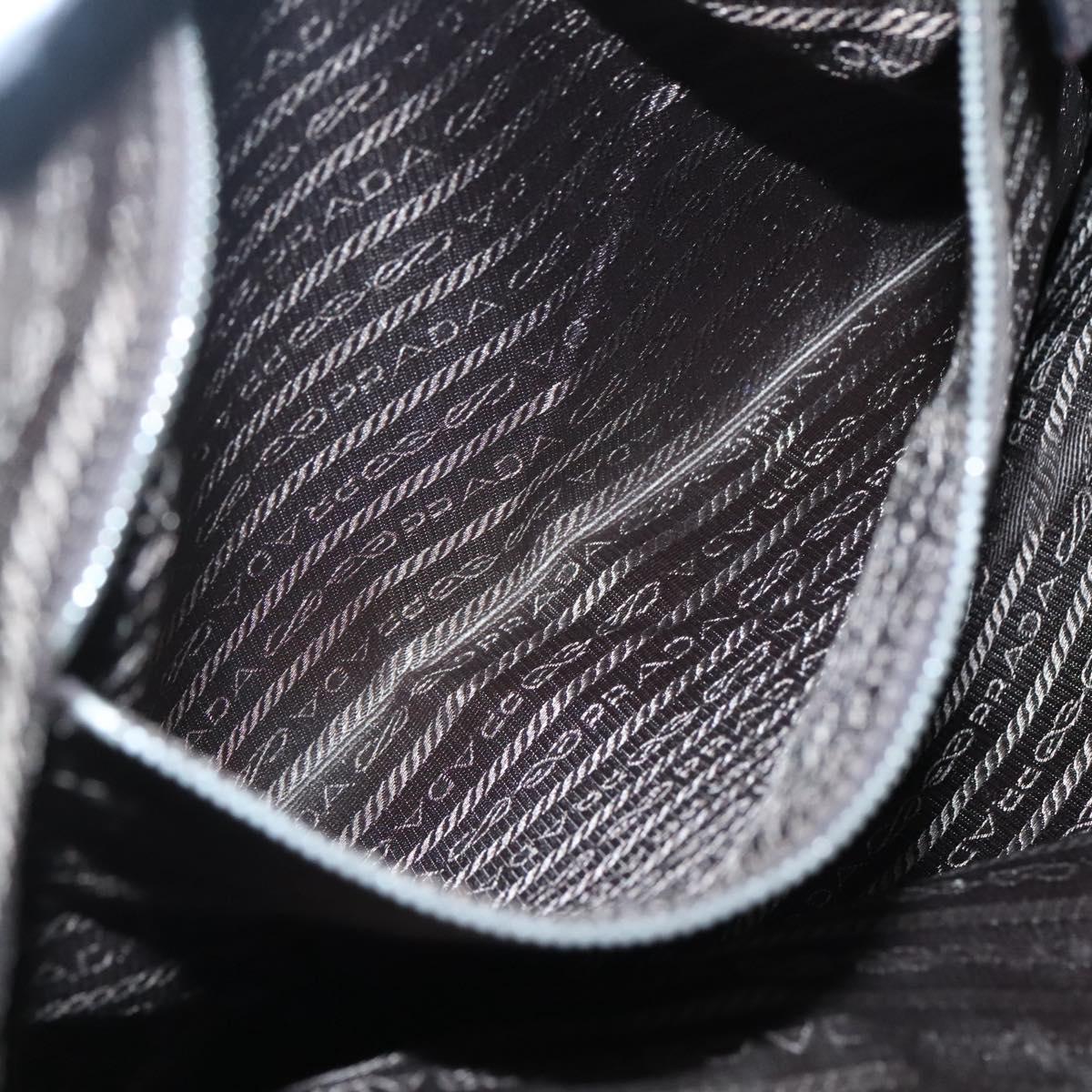 PRADA Hand Bag Canvas Beige Silver Auth 118360