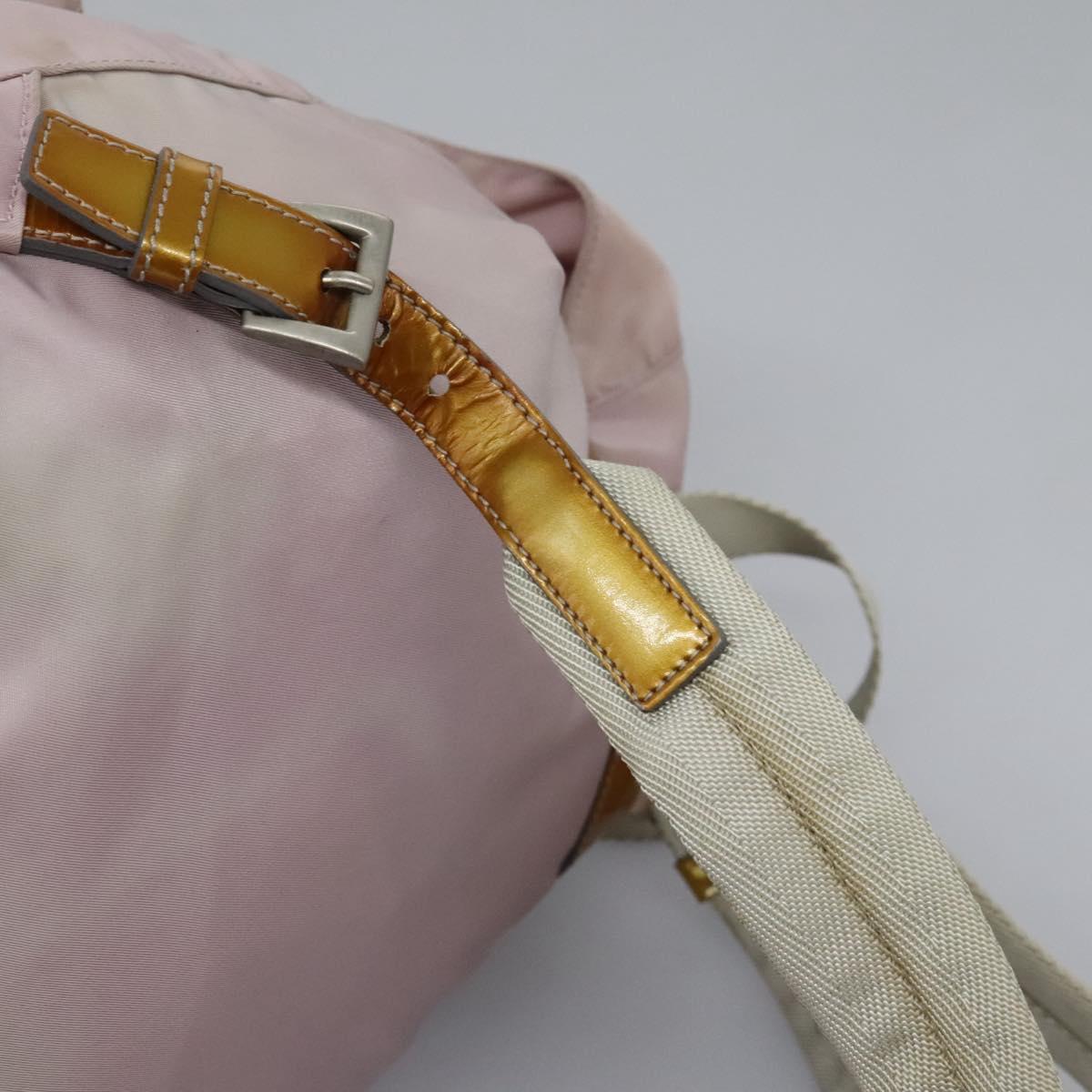 PRADA Hand Bag Nylon Pink Silver Auth 118365