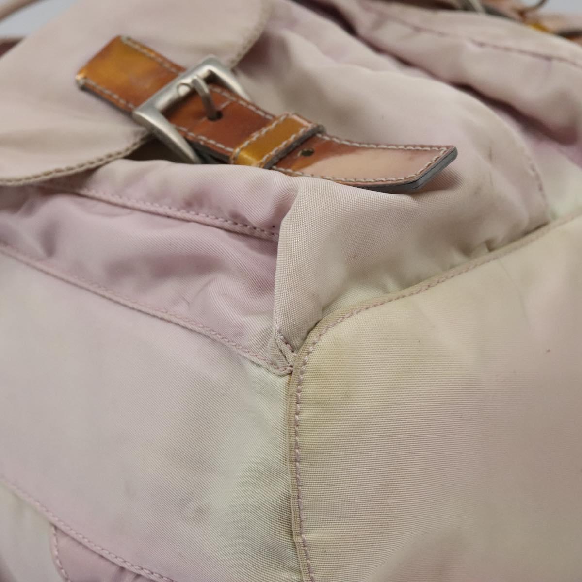 PRADA Hand Bag Nylon Pink Silver Auth 118365