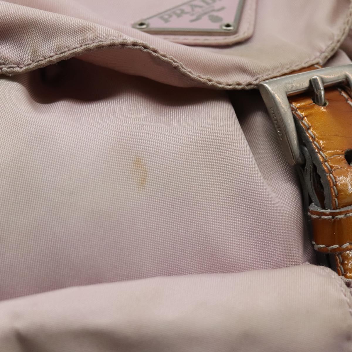 PRADA Hand Bag Nylon Pink Silver Auth 118365