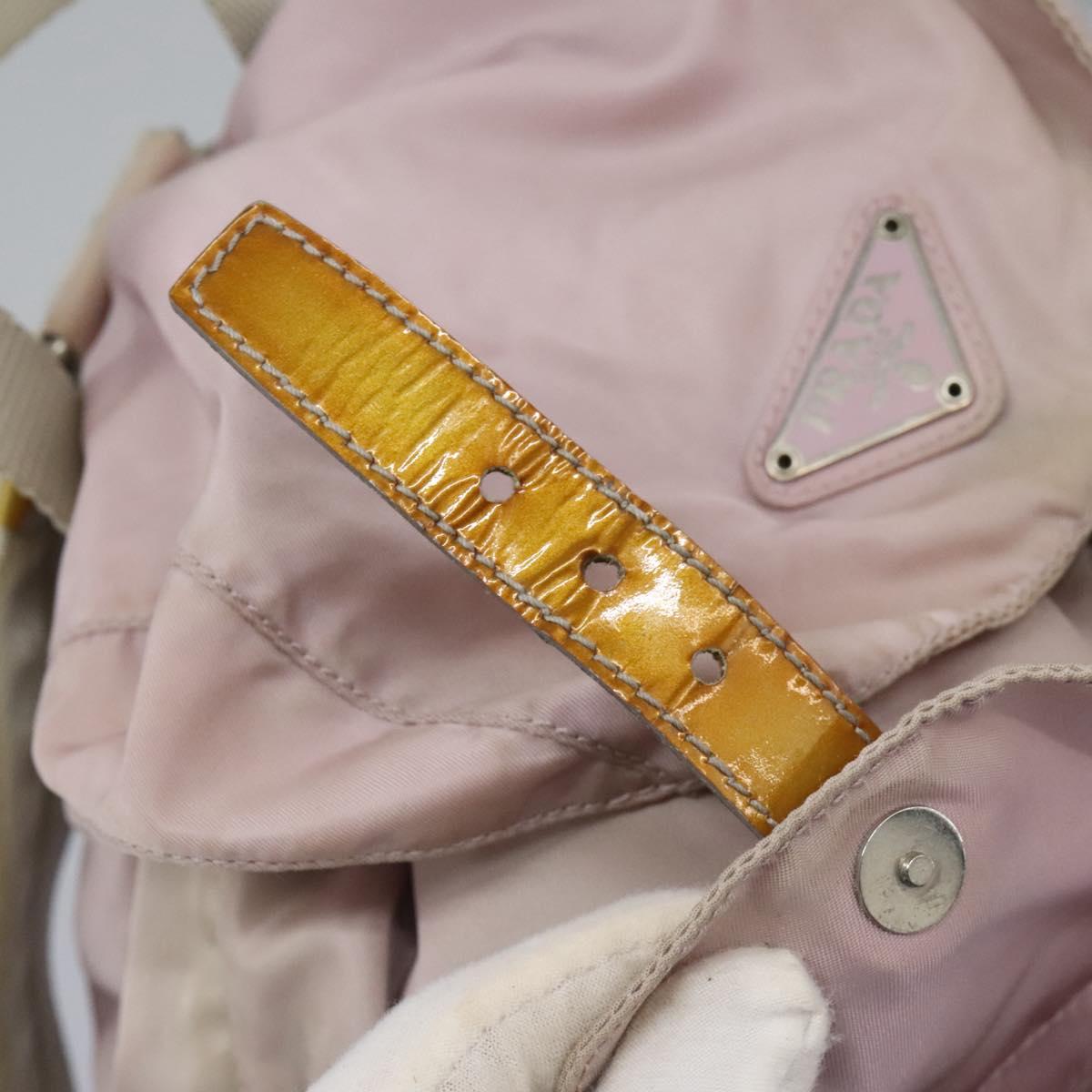 PRADA Hand Bag Nylon Pink Silver Auth 118365